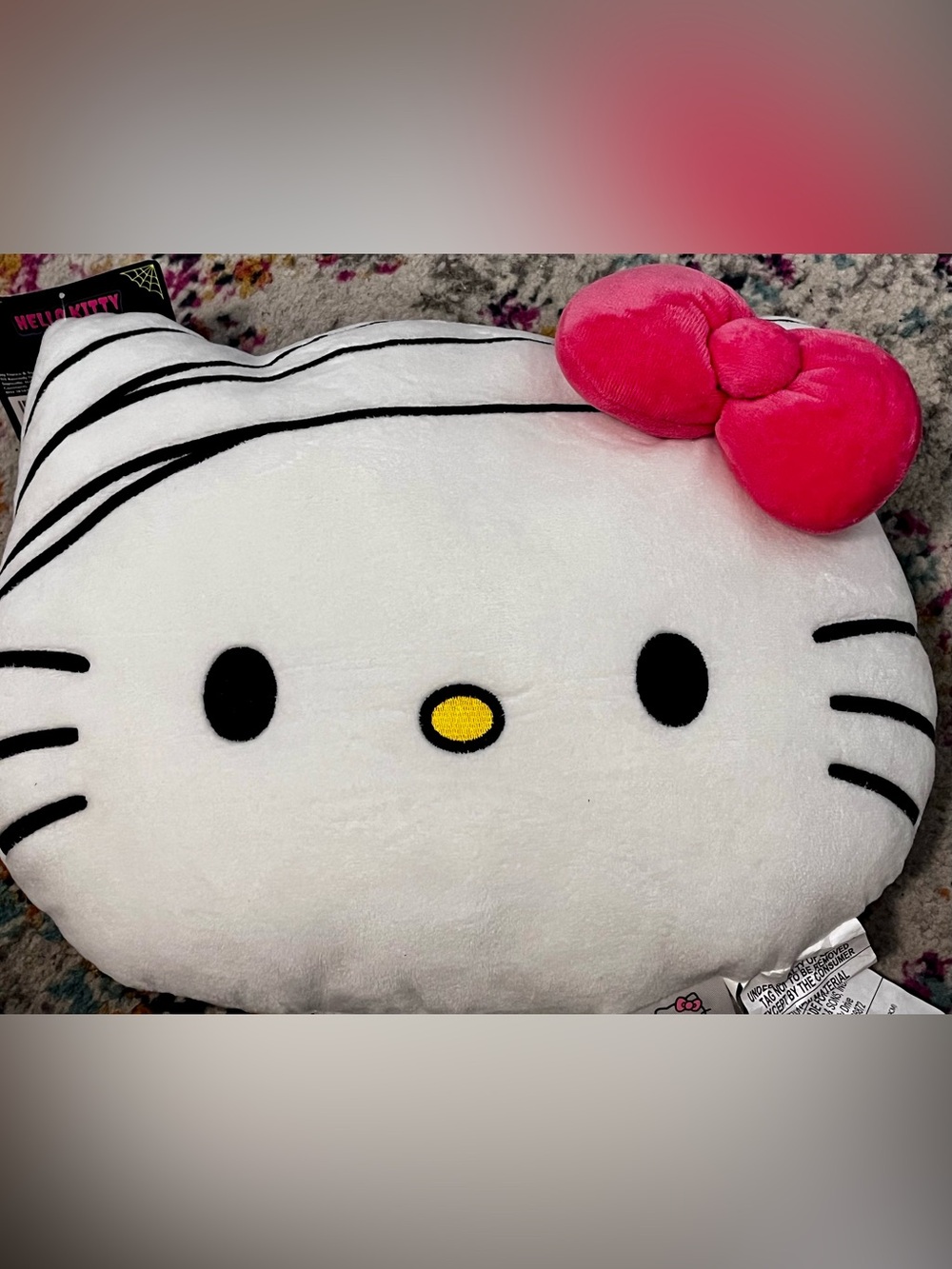 Hello Kitty mummy Plush Face Pillow - White with Pink Bow- brand new
